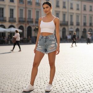 Hidden Los Angeles Finn Distressed Denim Shorts